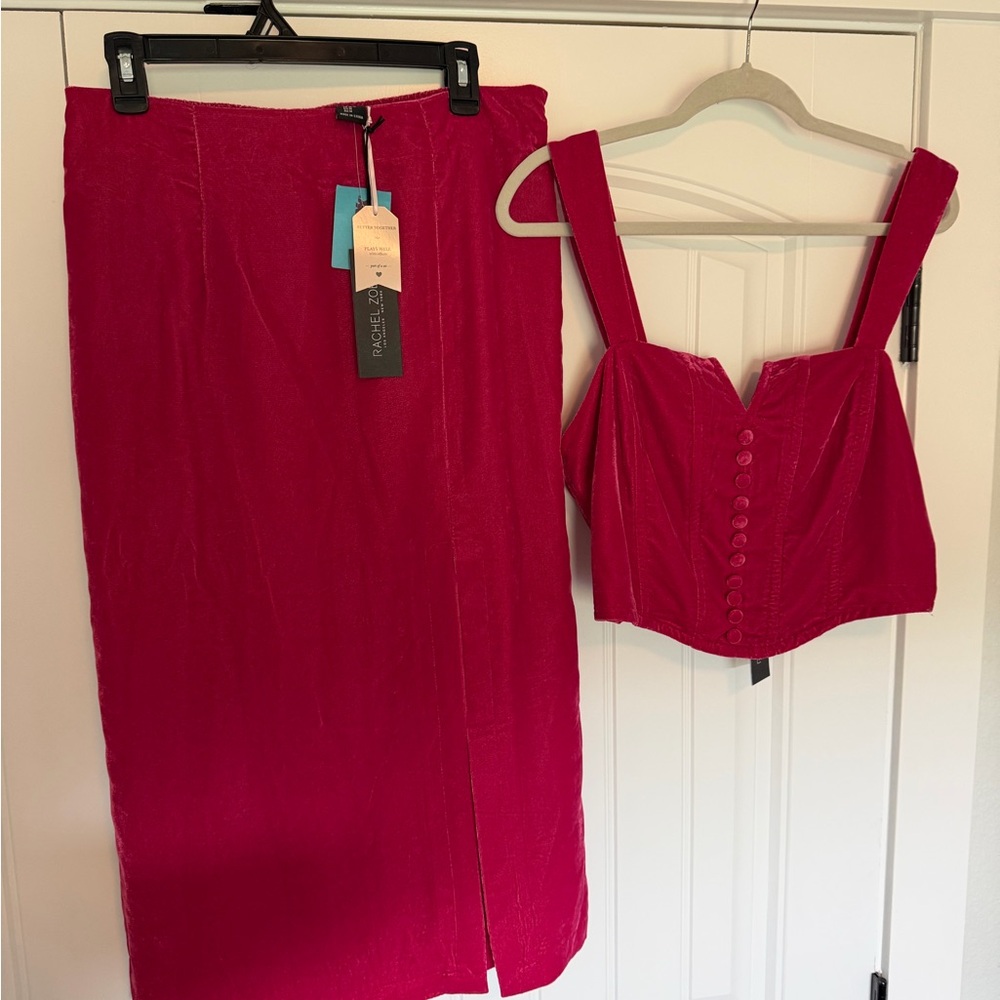 Elegant hot pink skirt set